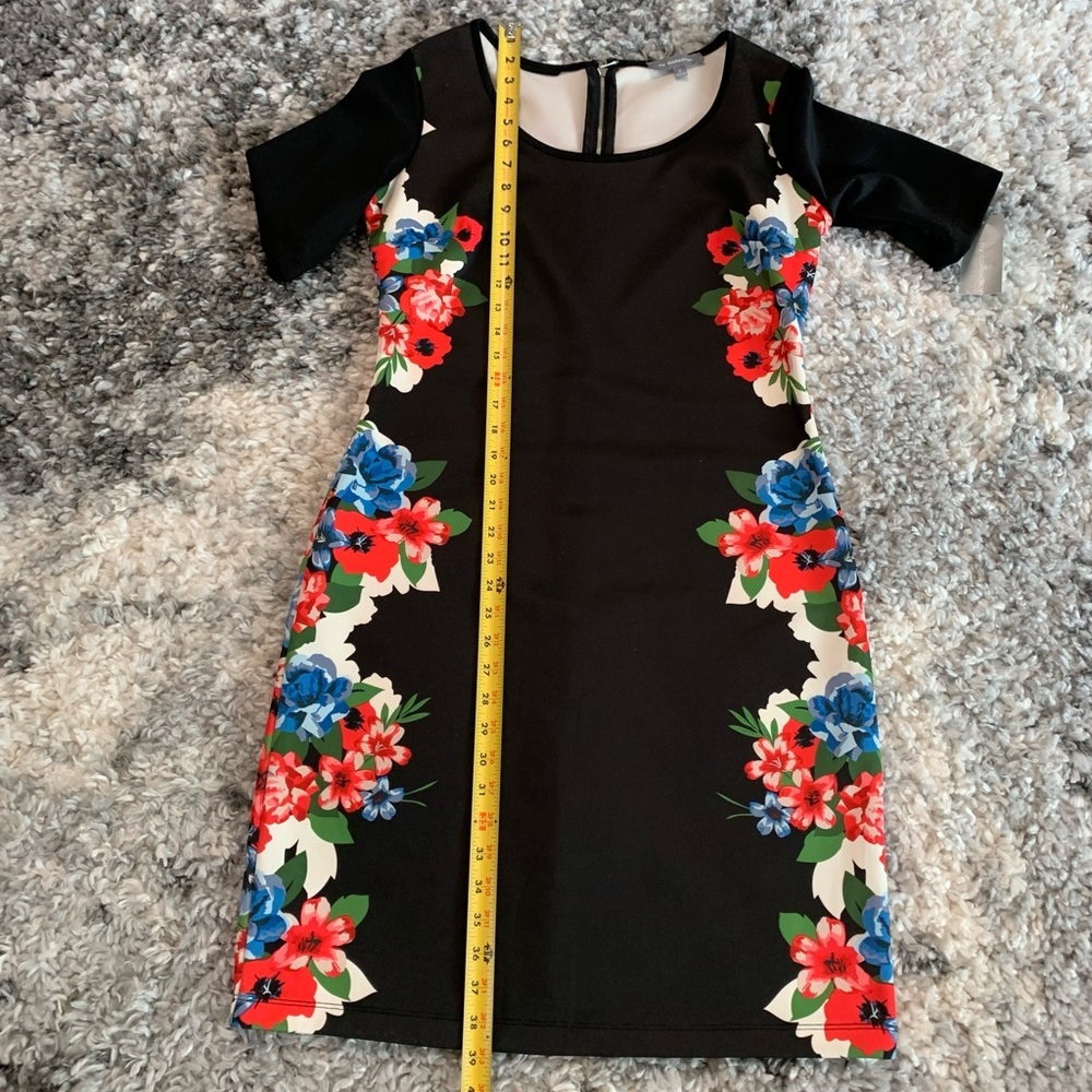 NY Collection Black Floral Women’s Dress Size Medium - Picture 5 of 17
